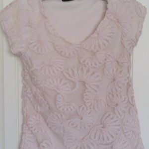 ZARA Basic Pale Pink Top Applique Floral Lined Medium (K339)